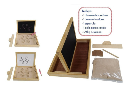 Imagen 6 de 7 de Bandeja Montessori+pizarra + 3 Jgos Tarjetas Ingenicrea