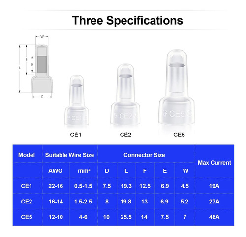 Terminal De Conector De Cable Awg De 200 Piezas Con Extremo
