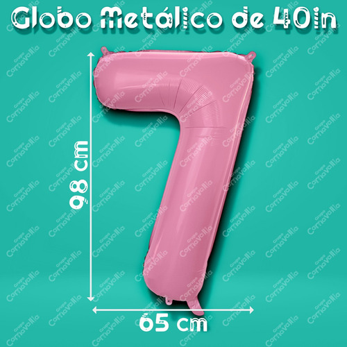 Globo Número Rosa Pastel 40in 100cm Fiesta Cumpleaños Xv 1mt 7