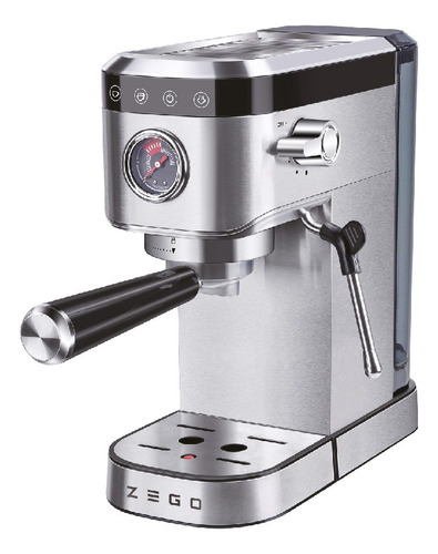 Cafetera Zego Espresso Doble Taza Vaporizador 1l 1350w 20bar Color Plateado ZC1350S