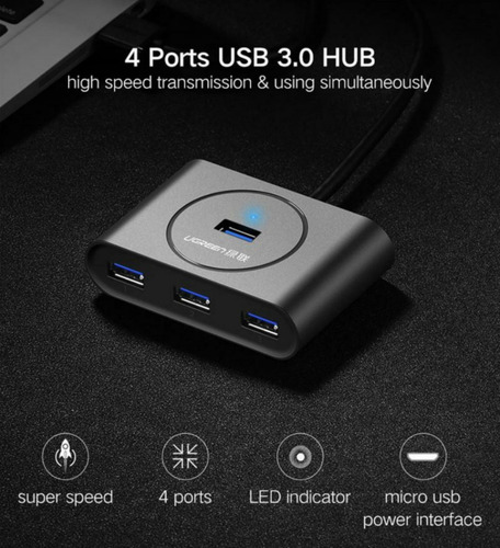 Hub Usb 3.0 4 Puertos Ugreen Plug And Play Tipo C Y A