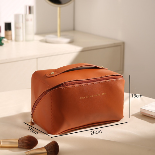 Necessaire Feminina Maquiagem Viagem Bolsa Organizador Couro