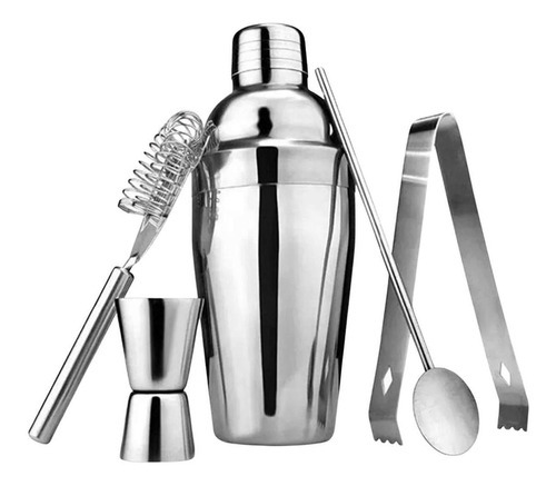 Coqueteleira Profissional Aço Inox 550ml Completa 5 Peças