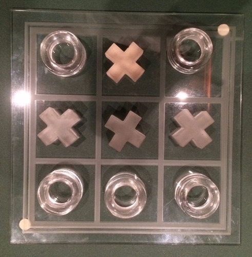 Juego Mesa Vidrio Tic Tac Toe.la Vieja/tres En Raya/ta Te Ti (Usado)