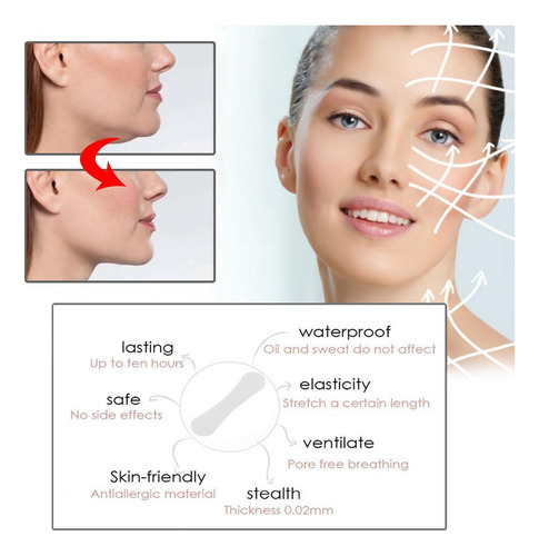 100pcs Cinta De Estiramiento Facial Impermeable, Pegatinas
