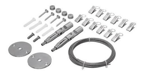 Kit Barral Tensor Cable De Acero Inoxidable Cortina Baño