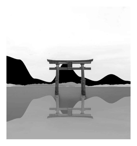 Vinilo 20x20cm Japones Puerta Torii Paisaje Minimalista