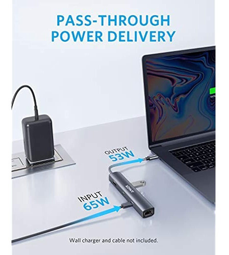 Hub Usb C Anker, Con Suministro De Energía De 65 W, Hdmi