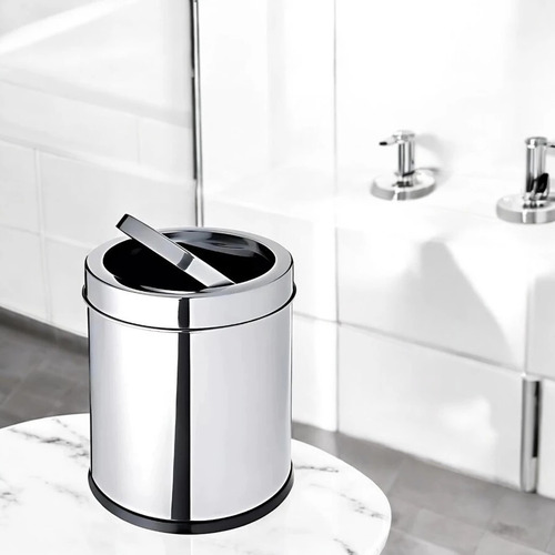 Lixeira Inox 8 Litros Basculante Multiuso Cozinha Casa