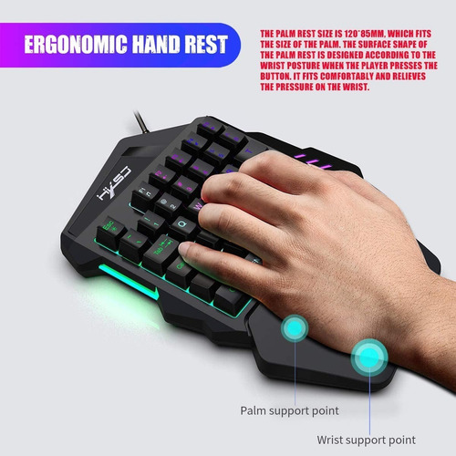 Imagen 4 de 7 de Teclado De 35 Teclas Para Videojuegos Para Una Mano