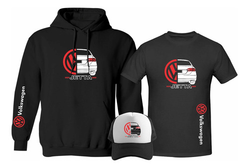 Kit Sudadera + Playera + Gorra Estilo Jetta Mk6 Volkswagen