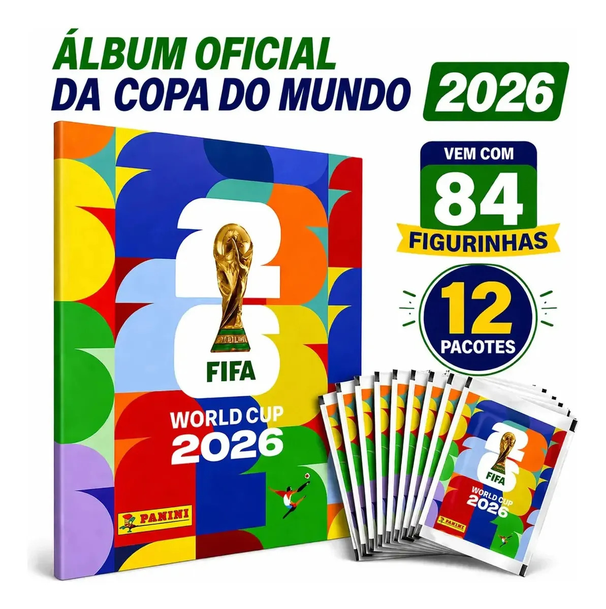 Kit Àlbum Copa Do Mundo Fifa 2026 + 12 Envelopes Figurinhas