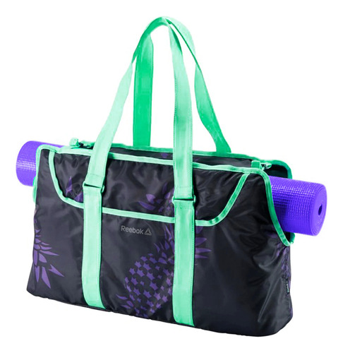 Bolso Deportivo Mujer Porta Mat Colchoneta Para Yoga Reebok Color Verde agua Semi estampado