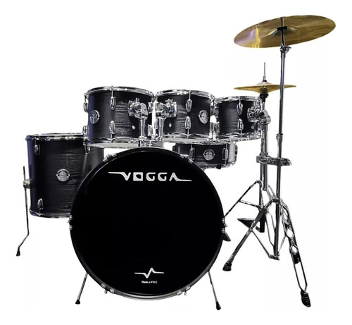 Bateria Acústica Vogga Pulse 3 Tons Vogga Vpd920 Completa Bk Cor Preto