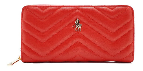 Imagen 2 de 5 de Cartera Hpc Polo Zigzag Logo Metálico Rojo