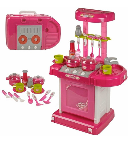 Cocina Infantil Maletin Pricesas Niñas Ollas Horno Juguete