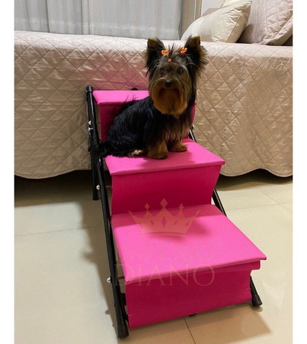 Escadinha Pet Rampa Para Cachorro 2 Em 1 - Suporta Até 15kg Cor Rosa