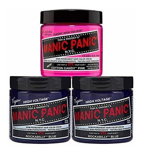 Manic Panic Rockabilly Blue Hair Dye 2pk Bundle With Cotton 