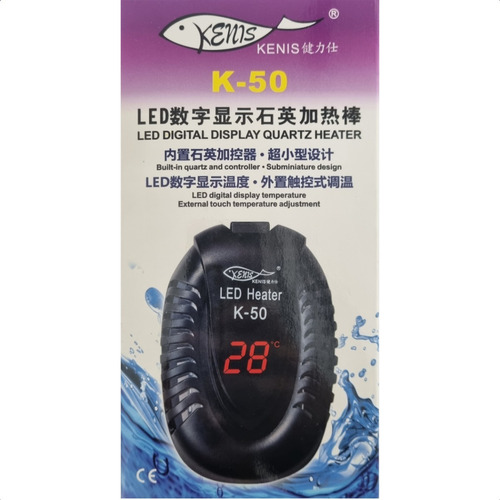 Aquecedor Com Termostato Hopar Digital K-50 200w P/ Aquários