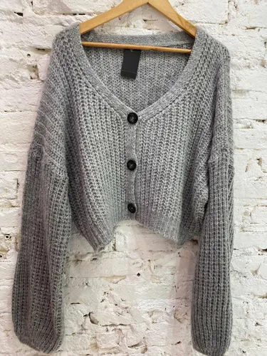 Sweater Cárdigan Sacó Lana Mujer Abrigo Botones Moda