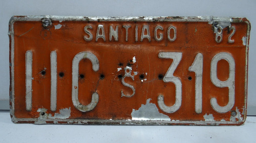 Placa Patente Antigua Chilena, Santiago 82