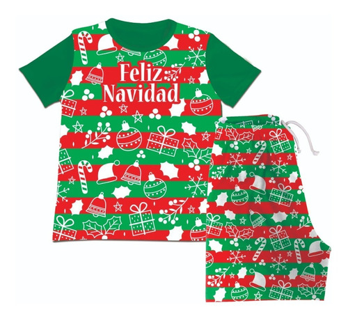 Pijama Short Niño Niña Para Navidad Navideña Feliz Navidad 
