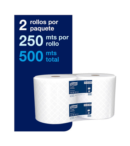 Imagen 2 de 7 de Toalla De Papel 2 Rollos × 250 Metros Tork To55004