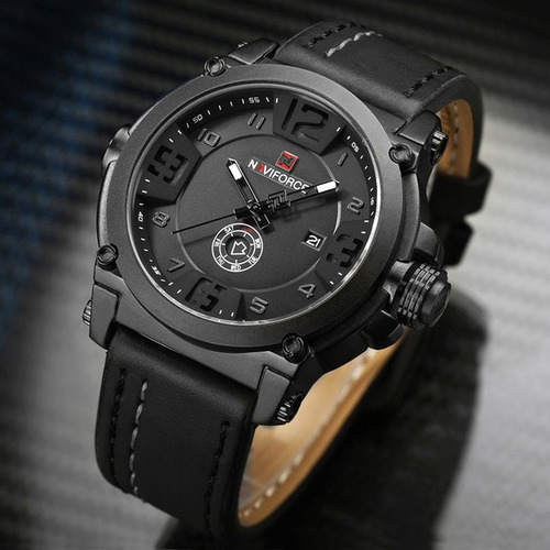 Relógio Naviforce Masculino Militar Esportivo Pulseira Couro