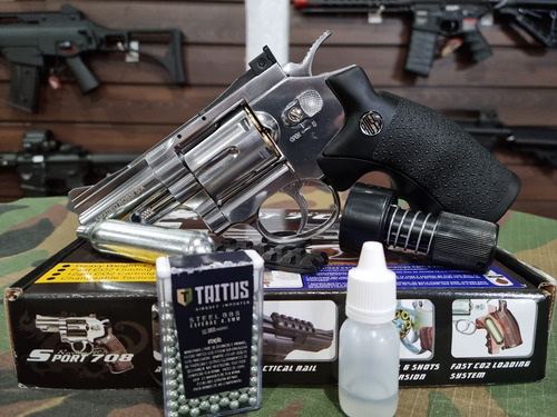 Imagem 1 de 9 de Airgun Pistola Revólver Rossi Cromado 708s 2 Polegadas Novas