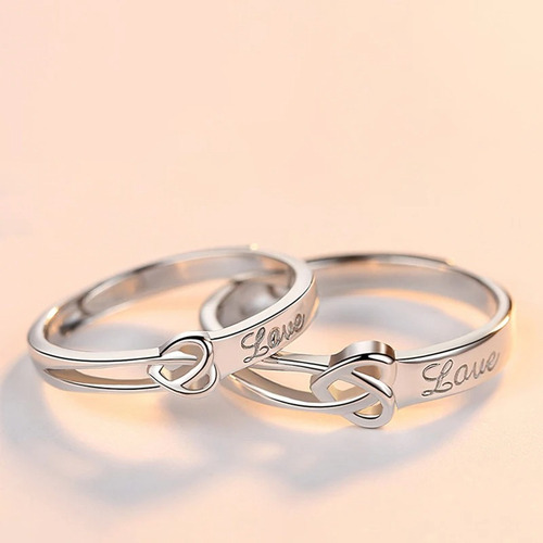Anillos Plata 925 Corazón Ajustable Mujer Compromiso Pareja