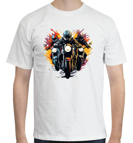 Playera Diseño Motociclistas Colores - Moto - Moda