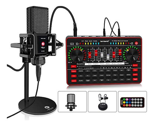 Kit De Tarjeta De Sonido De Micrófono Podcast, Paquete De Eq