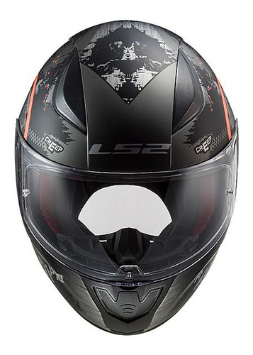 Imagen 7 de 9 de Casco Moto Integral Ls2 353 Rapid Circle Negro Mate Naranja