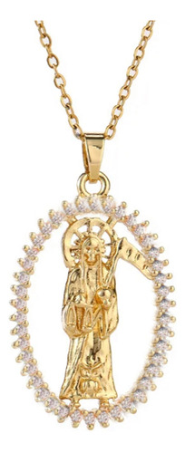 Medalla Collar Santa Muerte Dije Cadena Acero Inoxidable