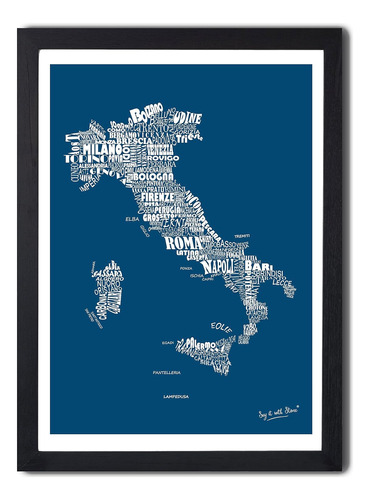 Set De 2 Mapas A3 De Italia Azul Y Gris, Cada Mapa Es D...