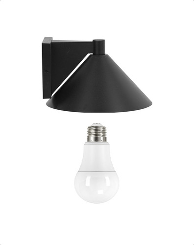 Aplique Lámpara Con Pantalla Exterior + Ampolleta E27 Cálida Estructura Negro