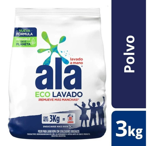 Jabón En Polvo Nuevo Ala Eco Lavado A Mano Bolsa 3 kg