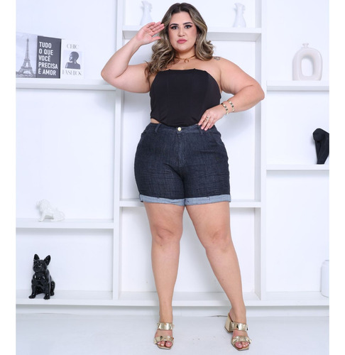 Shorts Com Lycra Meitrix Jeans Plus Size Feminino 4 Bolsos