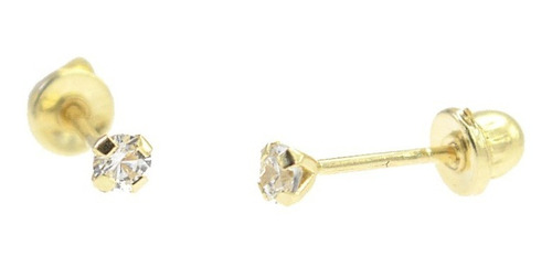 Aretes Hermosos. Broqueles Zirconia 2mm Oro 10k