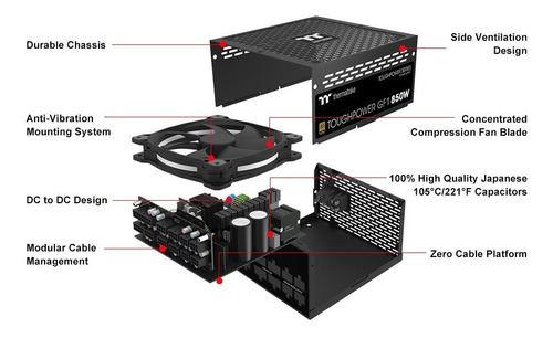 Fuente Thermaltake 80 Plus Gold Toughpower Gf1 850w Modular