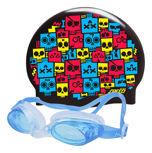 Combo Natacion Antiparras Niños Hydro + Gorra Silicona Speed