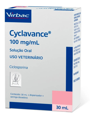 Cyclavance 100 Mg/ml Virbac Cães Com Dermatite Frasco 30ml