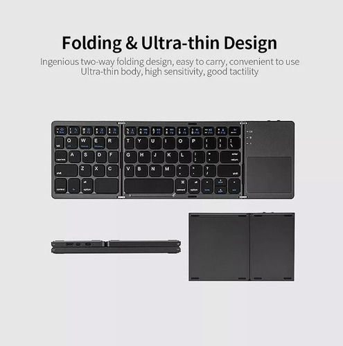 Teclado Plegable Touchpad Inalambrico Bluetooth Portatil Plateado Inglés Internacional