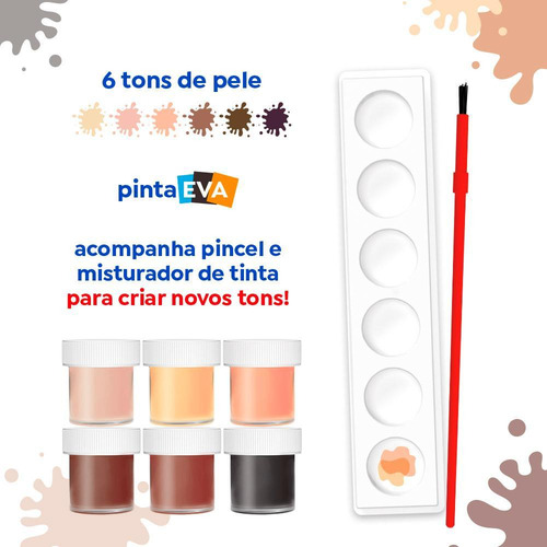 Tinta Guache Em Pote 15ml Caixa 6 Cores Tons De Pele - Tris