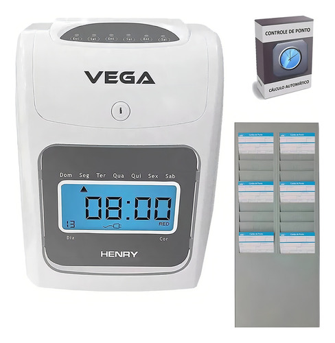 Relógio Cartográfico Vega 200 Cartões + Chapeira + Fita Cor Branco