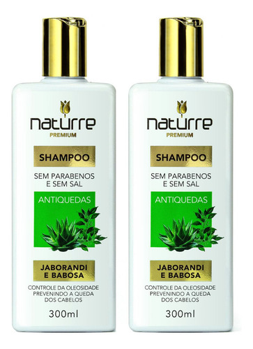 2 Shampoo Jaborandi Babosa Naturrê 300ml Força E Crescimento