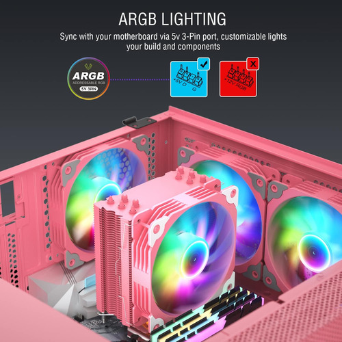 Enfriador De Cpu Vetroo, 120 Mm, Tdp 150 W, Direccionable Rg