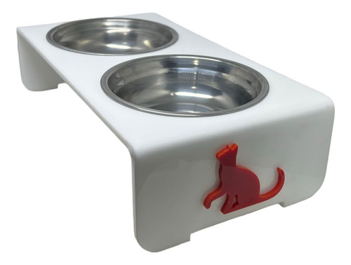 Comedouro Duplo Elevado Com Tigela De Inox P Cão / Gato