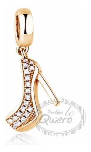 Charm 100% Plata 925 Dije Zapatilla Tacón Dorado Pandora