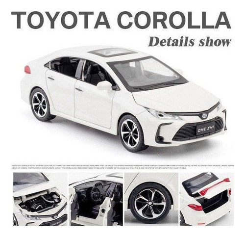 Carros de metal em miniatura Toyota Corolla 2021 Décimo G, cor branca